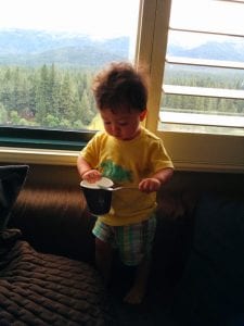 lake tahoe with a toddler spoon